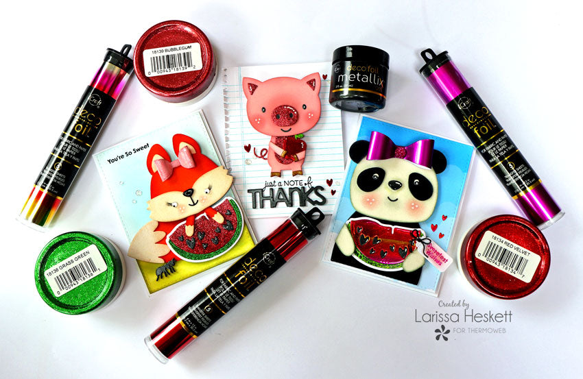 Fruity Friend Cards with  Deco Foil, Flock and Metallix Gel Plus Glitz Glitter Gel!!