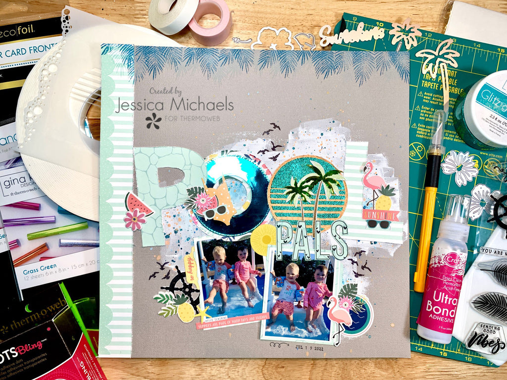 Pool Pals – Scrapbook Layout with NEW Gina K. Tropical Sunshine Card Kit