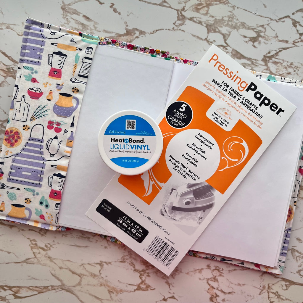 Fabric Handmade Book Covers with HeatnBond Liquid Vinyl Facebook Live