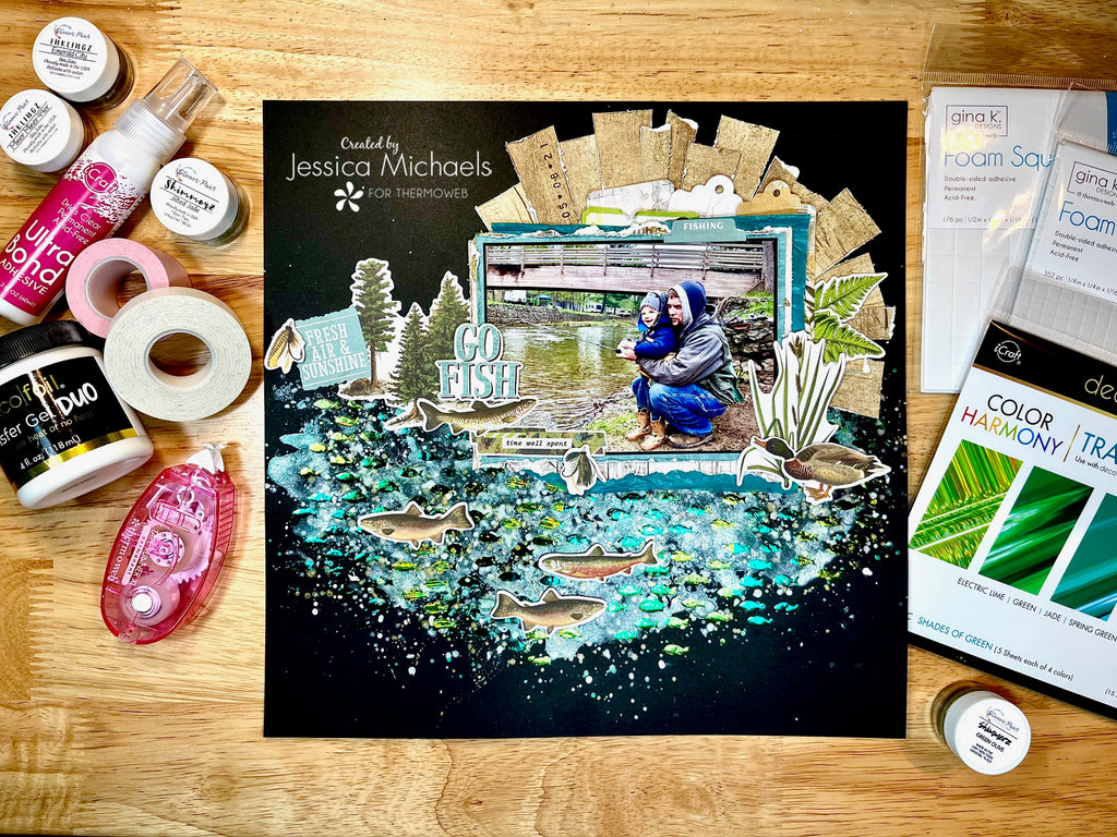 Go Fish – Scrapbook Layout with ALL NEW Color Harmony Foil and Duo Transfer Gel