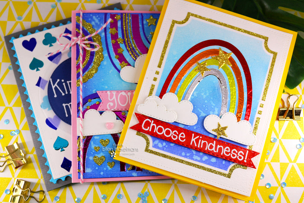 Rainbow Cards with Deco Foil and Miss Ink Stamps