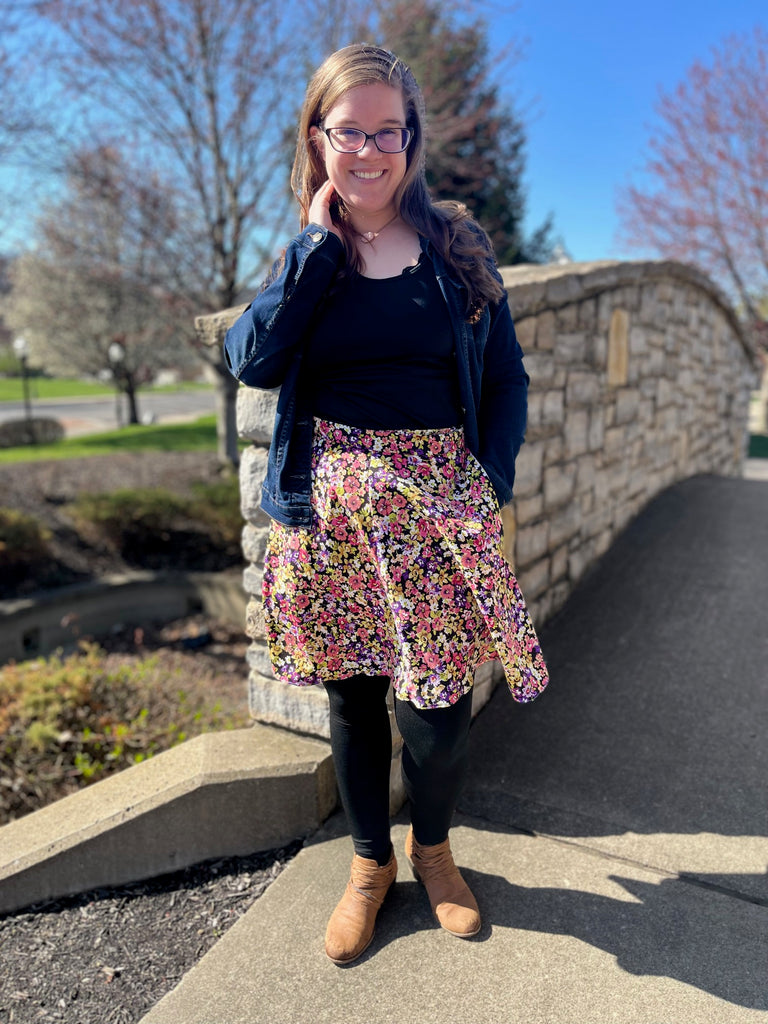 Spring Flowers Coquelicot Skirt with Fusible Tricot Interfacing