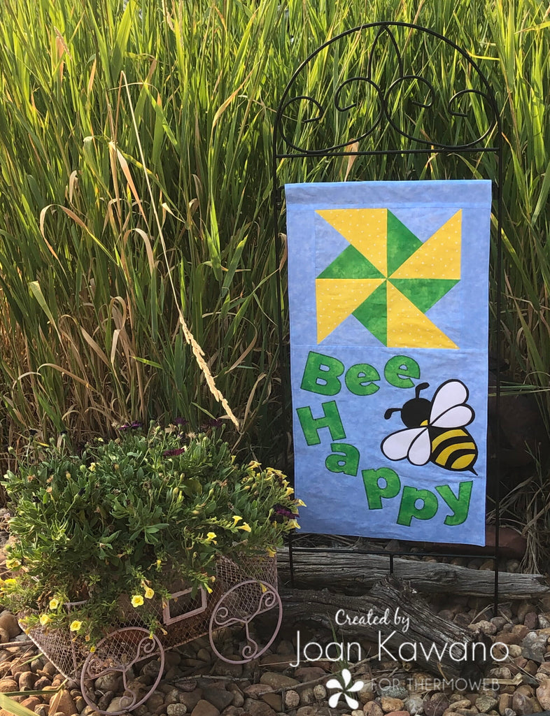 Bee Happy Garden Flag with Liquid Vinyl