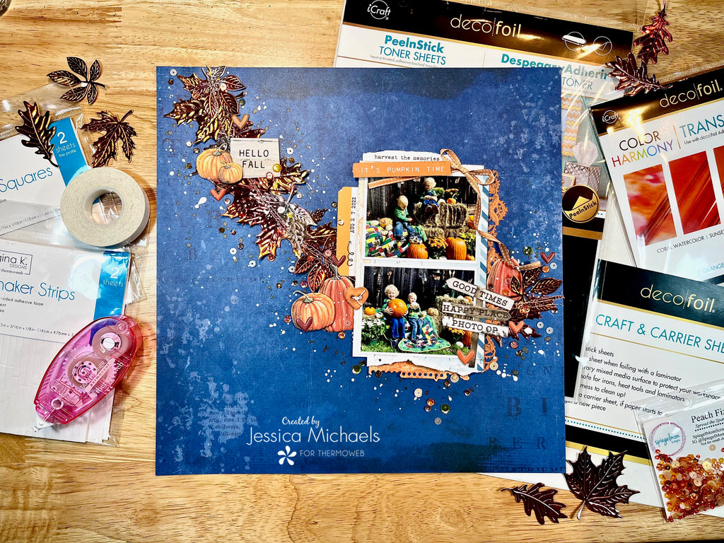 Hello Fall – Scrapbook Layout with ALL NEW Color Harmony Foil and Peel n' Stick Toner Sheets