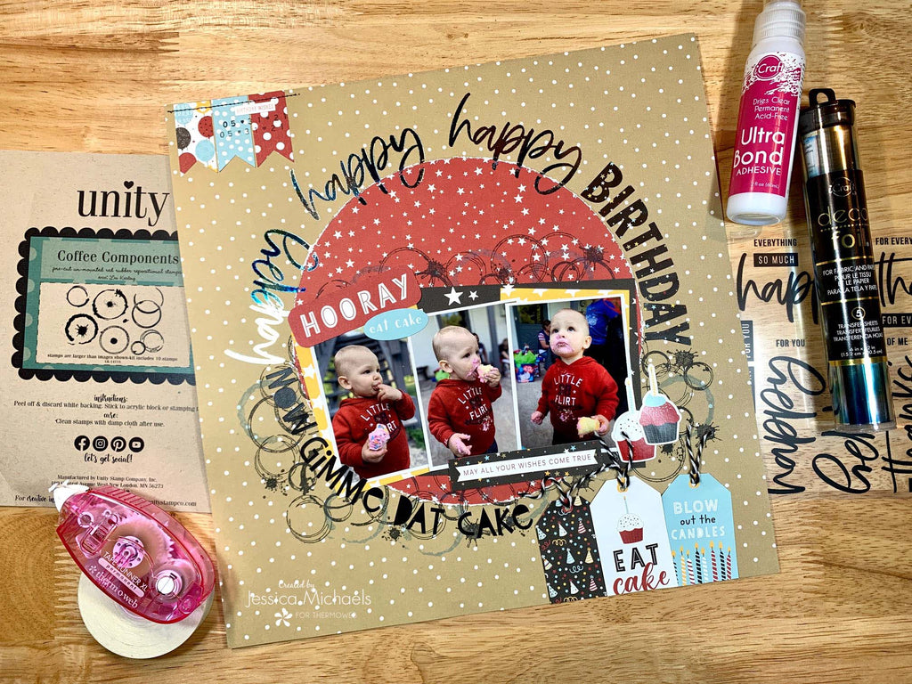 Happy Birthday with NEW Unity Deco Foil Transfer Adhesives