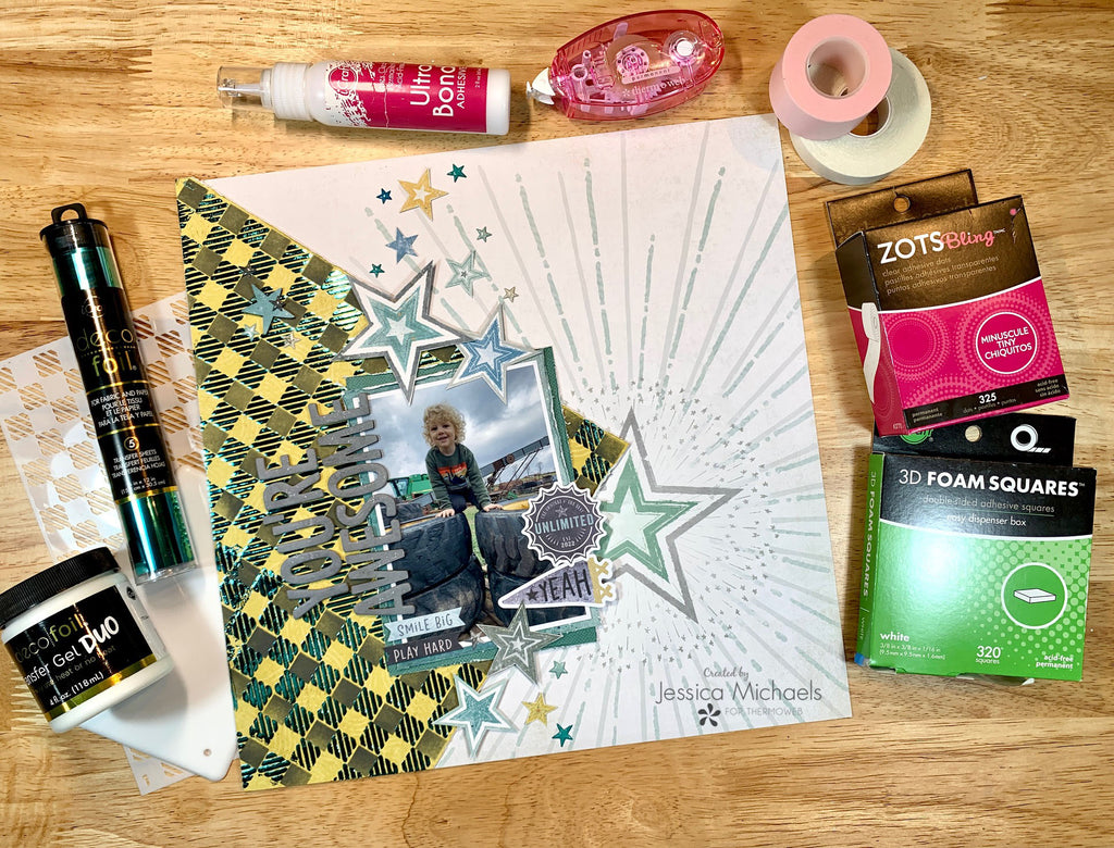Create a Gingham Look Design for your Scrapbook Layout with Deco Foil 