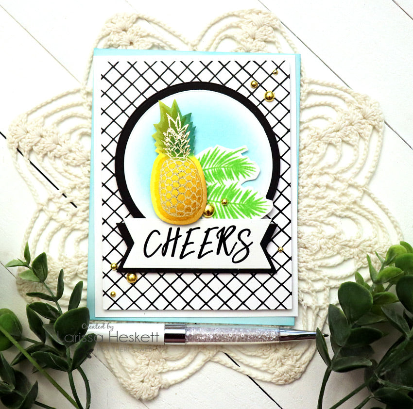Tropical Layered Deco Foil Flocked Adhesive Transfer Card