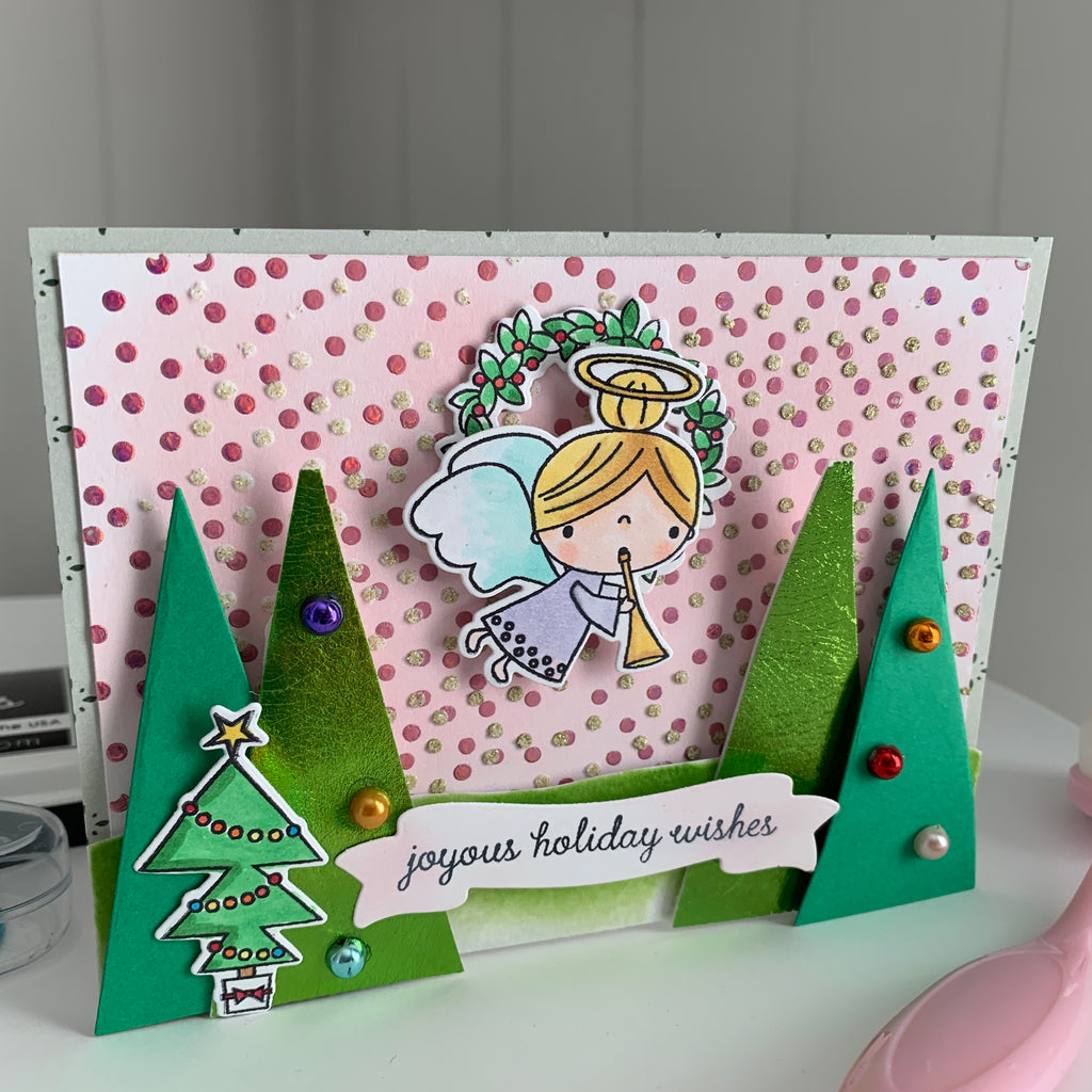 Joyous Holiday Wishes Card with Reverse Confetti and ThermOWeb