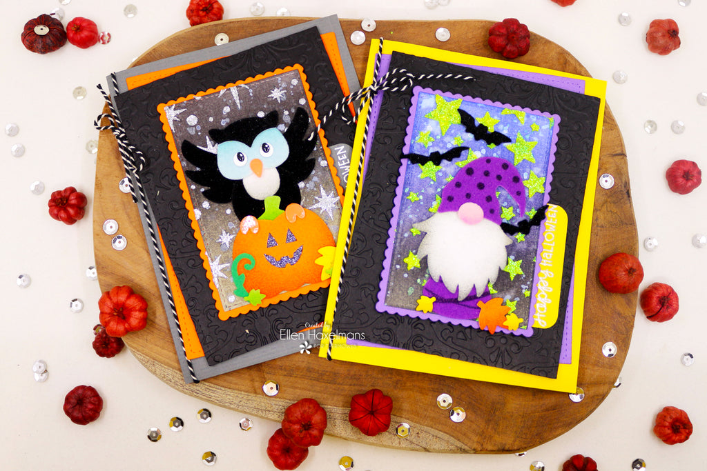 Halloween Gnome and Owl Cards with Deco Foil Flock