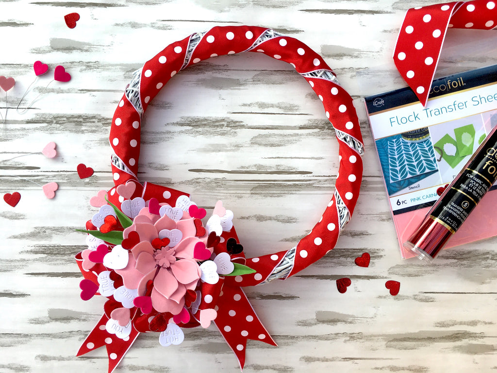 Deco Foil Flock and Foil Heart Handmade Wreath