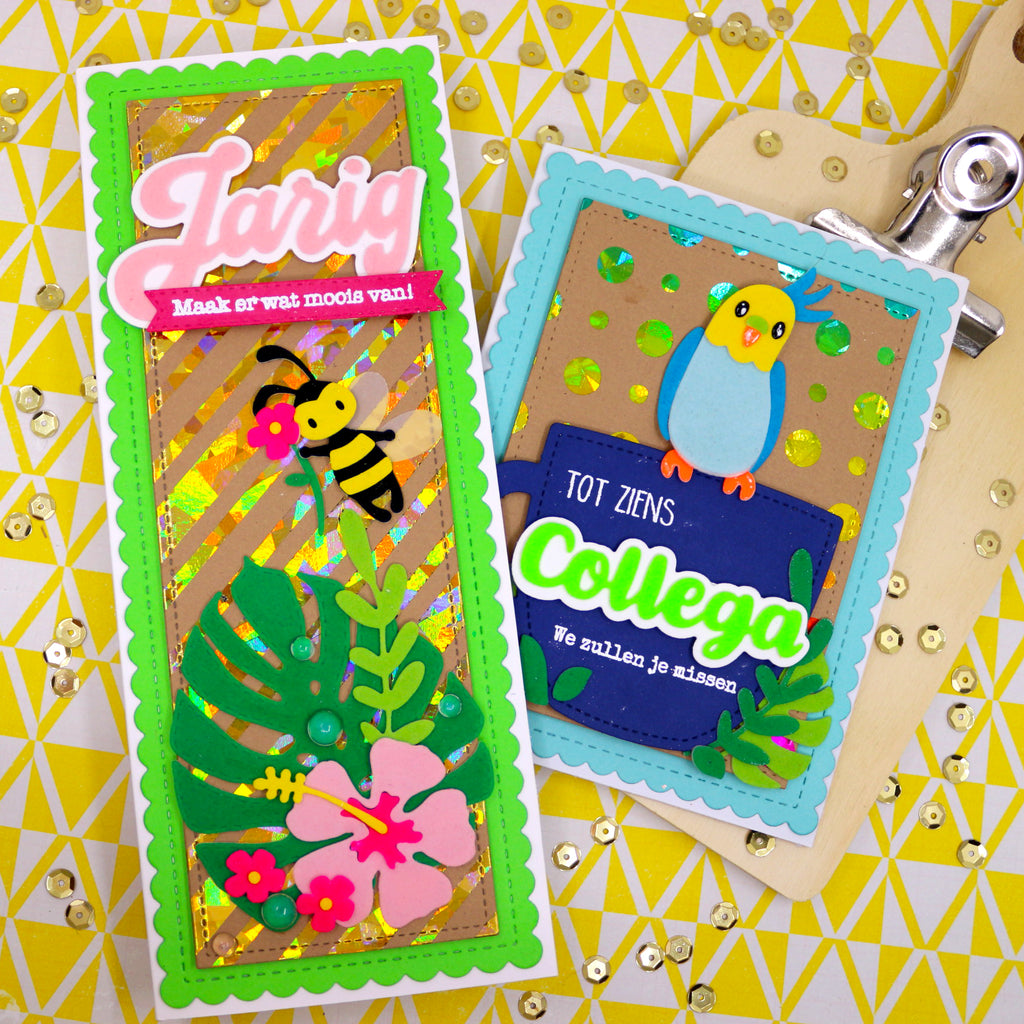 Colorful Jungle Cards with Deco Foil Flock
