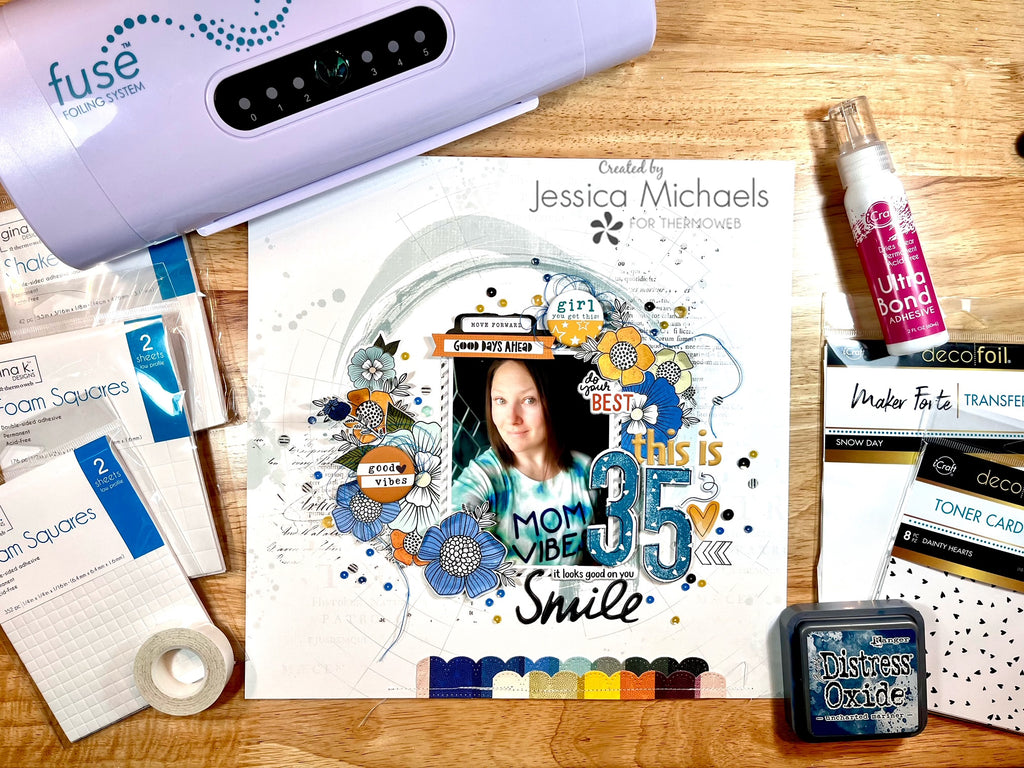 Scrapbook Layout with Deco Foil Toner Card Fronts & Maker Forte Foil