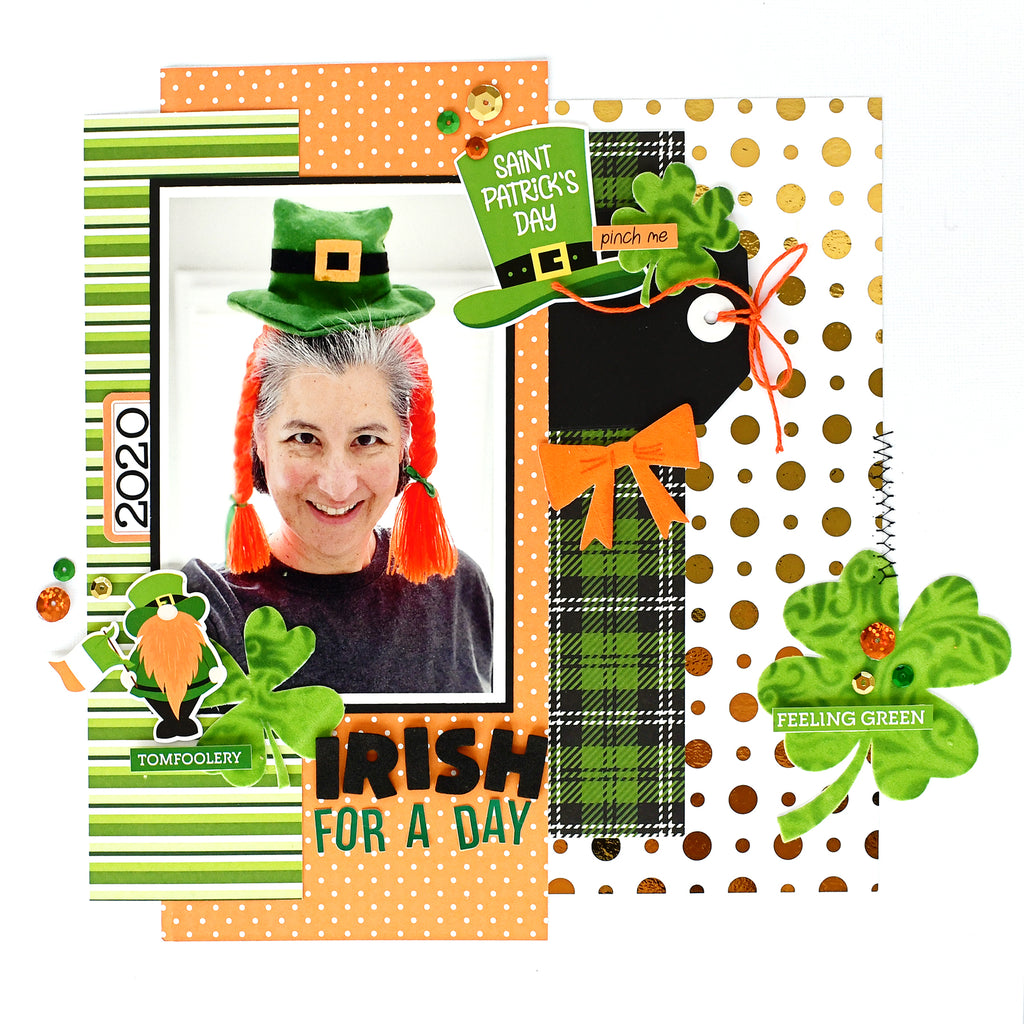 St. Patrick's Day Scrapbook Layout with Deco Foil Flock