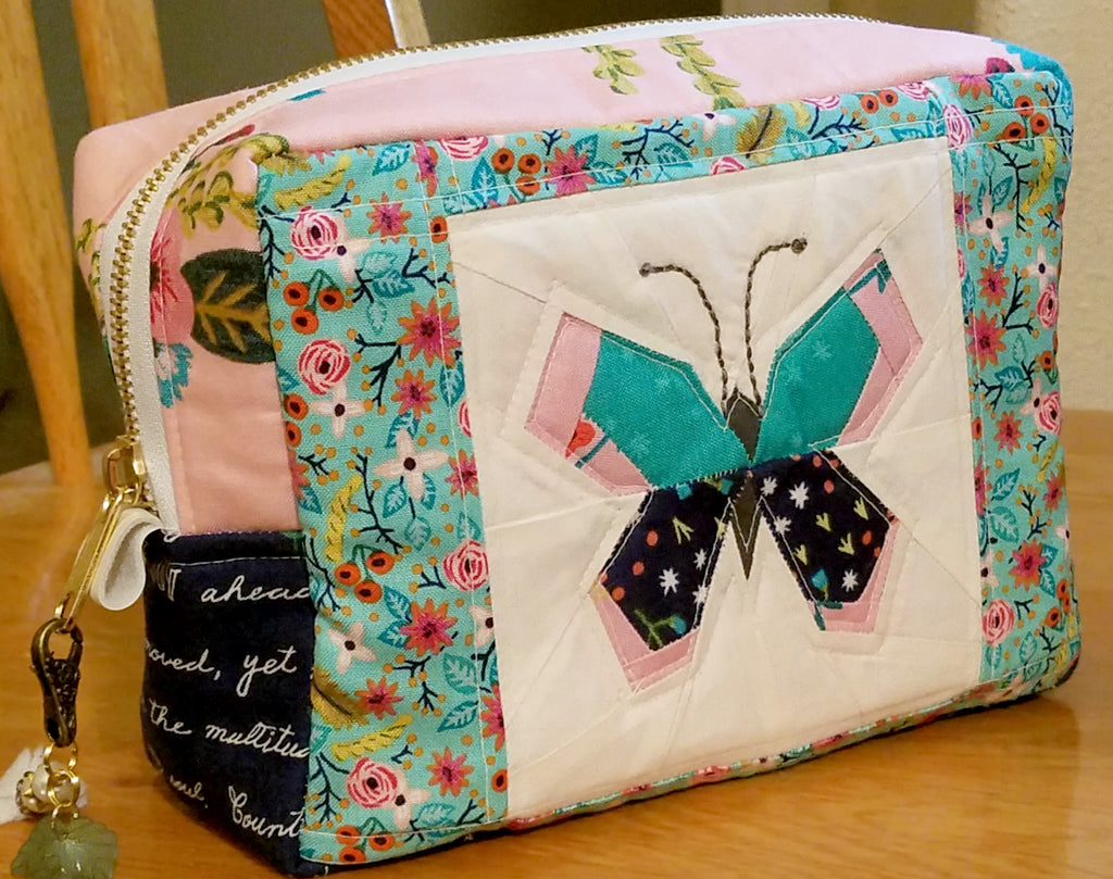 Butterfly Paper Pieced Zipper Pouch