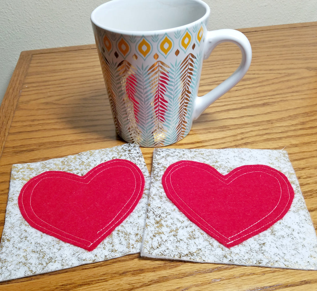 (Almost) No-Sew Valentines Coasters