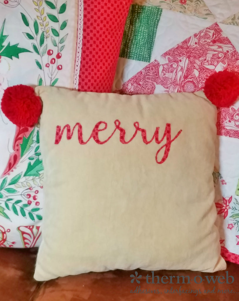 Merry {Christmas} Velvet Holiday Word Pillow