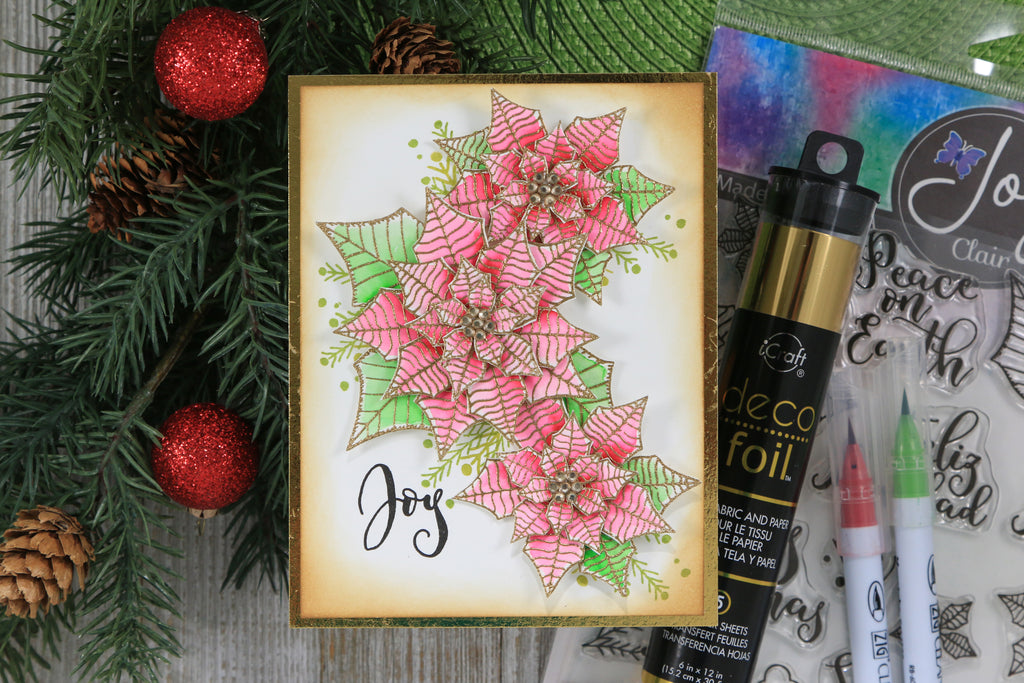 Joy Clair and Deco Foil 3D Poinsettia Christmas Card