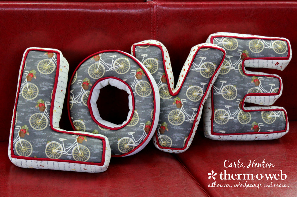LOVE Letter Pillows featuring HeatnBond Fusible Interfacing