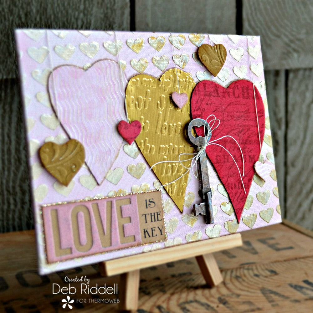 Love Is The Key Mixed Media Canvas With Deco Foil Flock and Metallix Gels