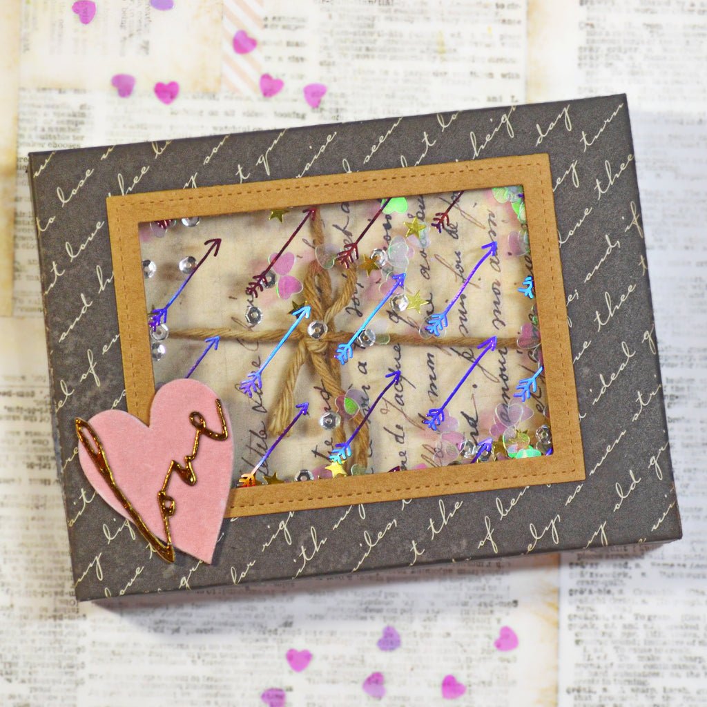 Love Letters Valentine Clear Shaker Box with Deco Foil