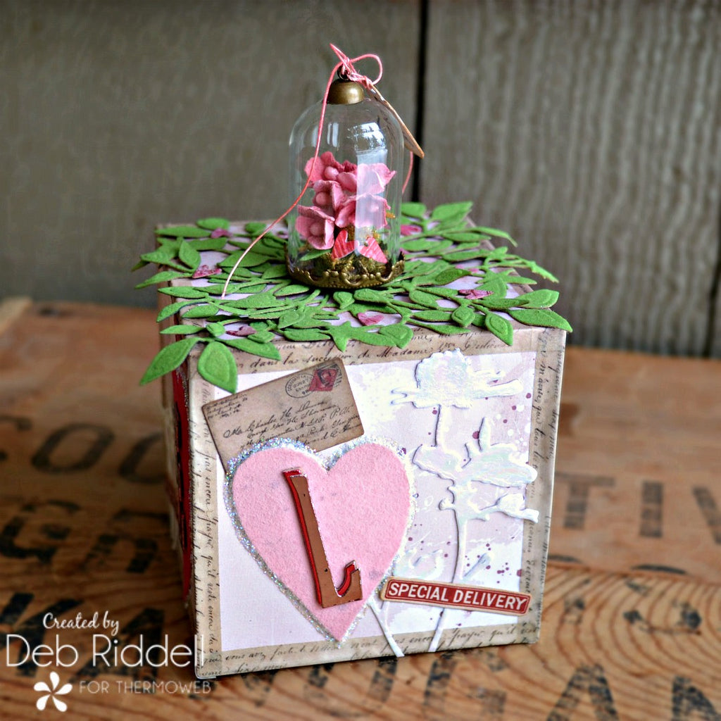 Love Letters Mixed Media Cube With Deco Foil Flock Transfer Sheets