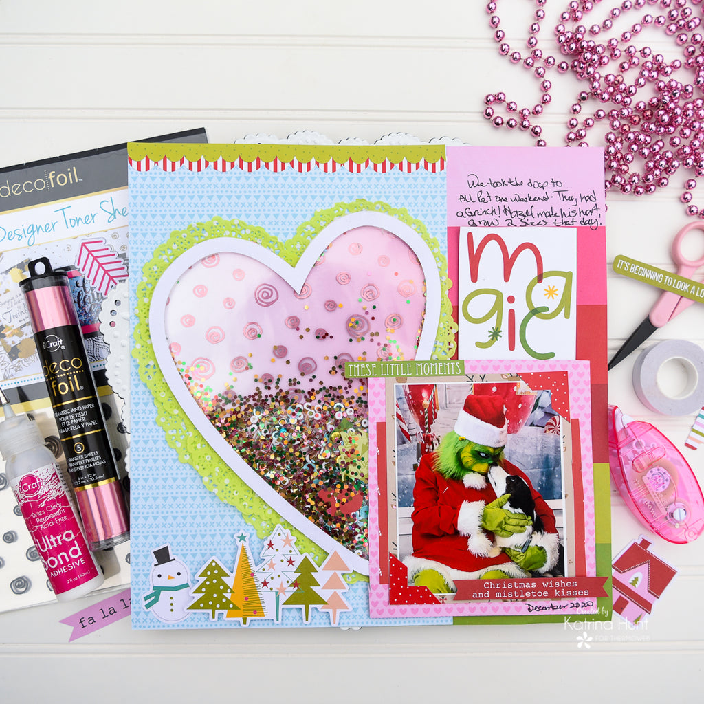 Heart Shaker Scrapbook Layout with Deco Foil Clear Toner Sheets