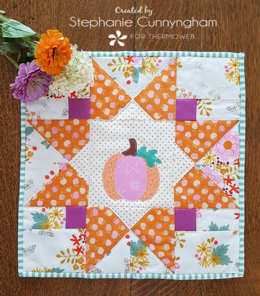 Pumpkin Applique Mini Quilt Featuring Heat n Bond Lite