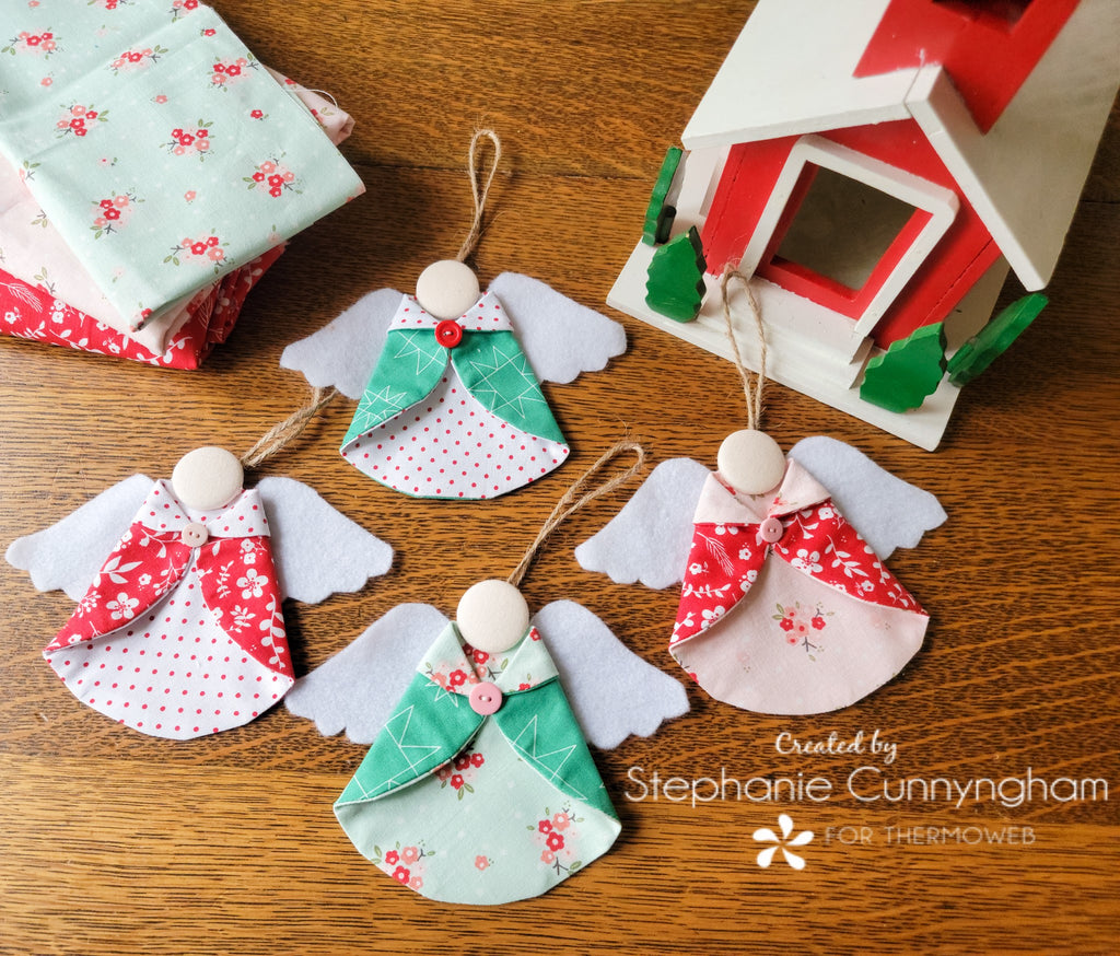 Fabric Angel Ornaments with Fleece Wings