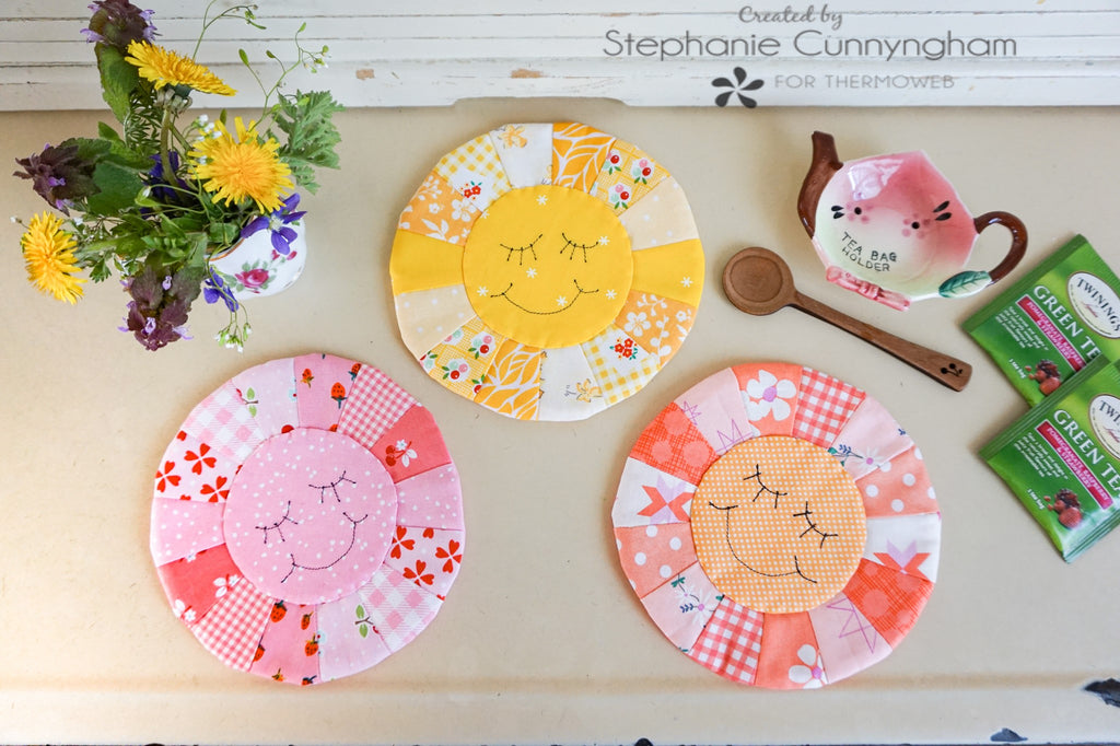 Little Sunny Fabric Drink Coasters Featuring Crafter's Edge Dies