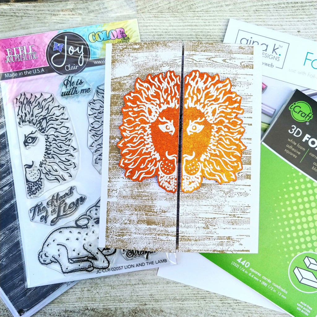 Dazzling Fancy Foil Embossed Lion Card with Joy Clair