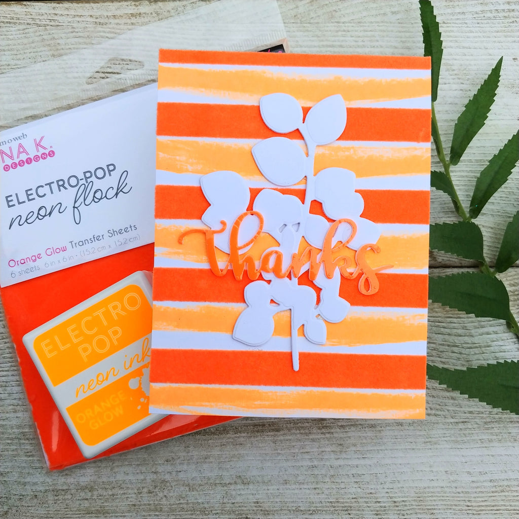 Neon Electro Pop Flock - Orange Glow Thanks Card
