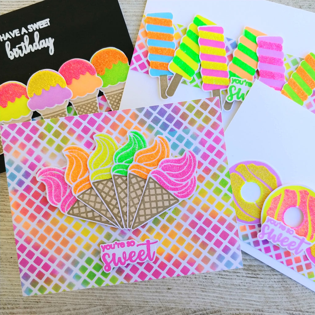 Neon Glitz Glitter Gel Birthday Cards with Rina K. Designs