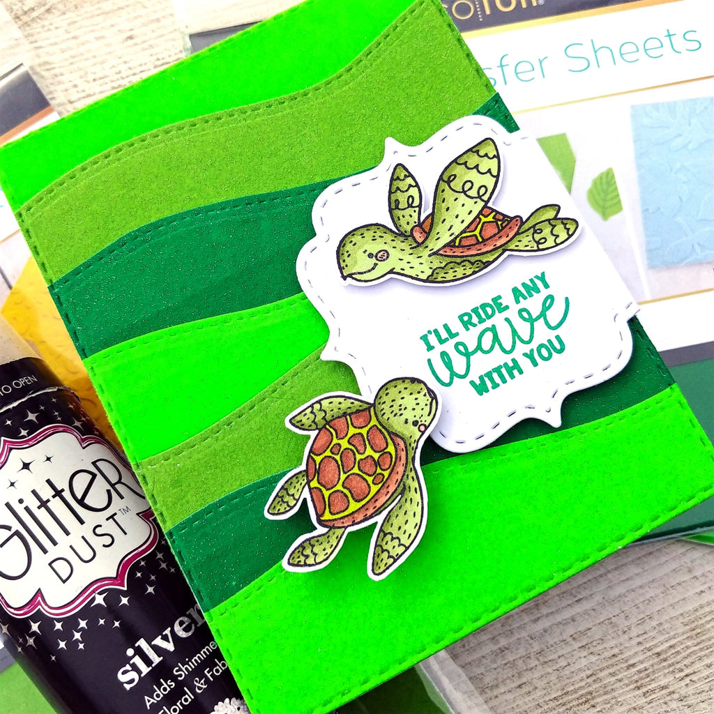 Sea Turtle Card with Deco Foil Flock and Glitter Dust Spray