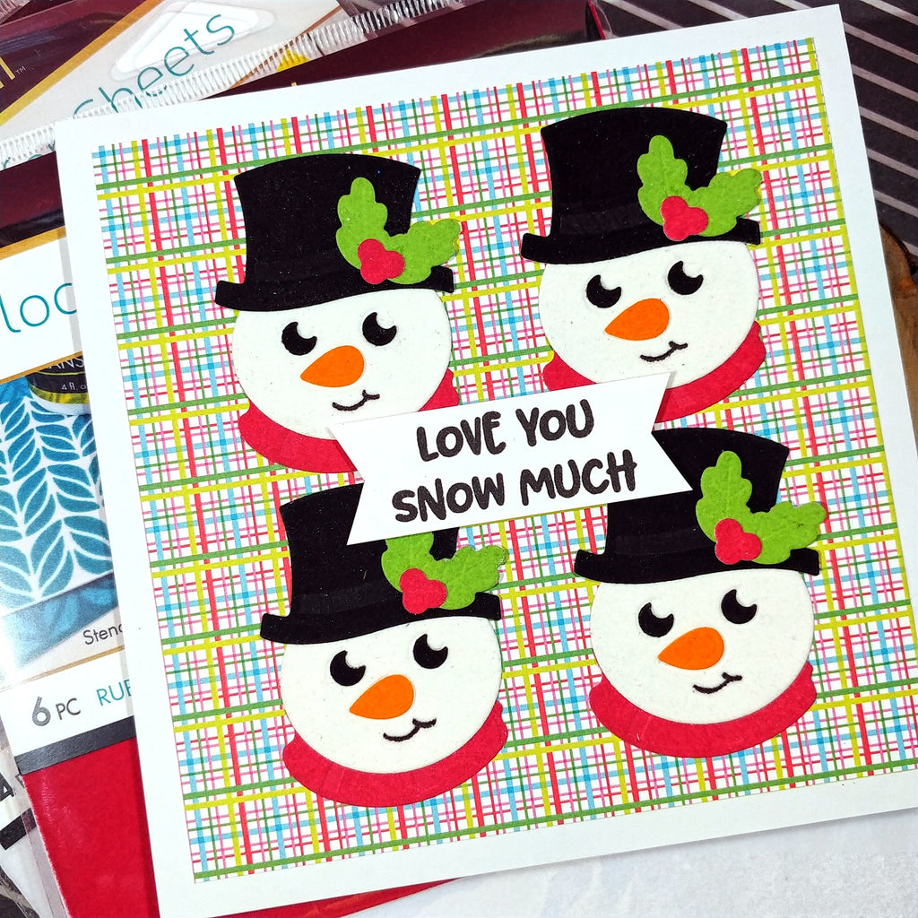 Deco Foil Paper Pieced Flock Snowman Card