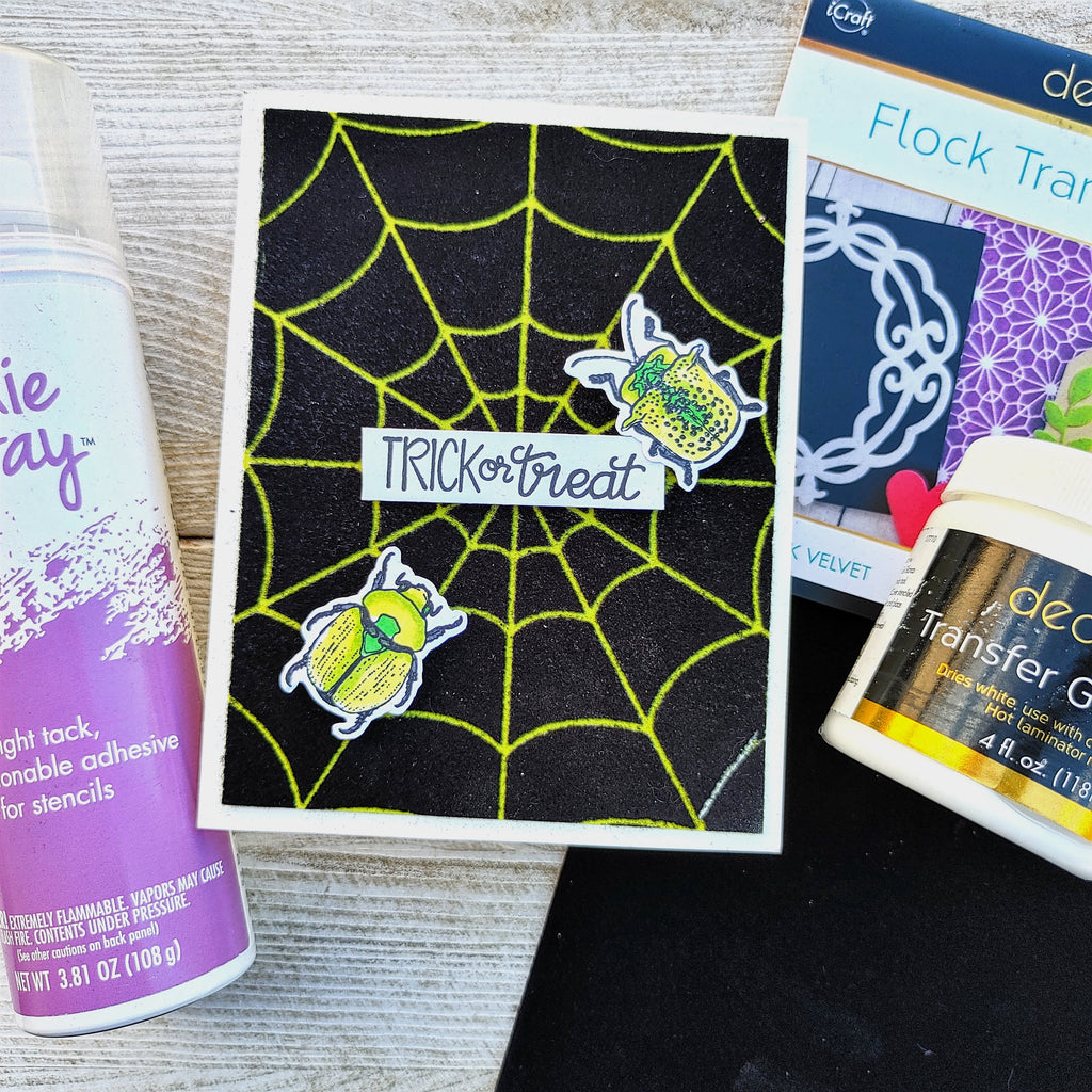 Winged Things Halloween Beetle Card with Flock