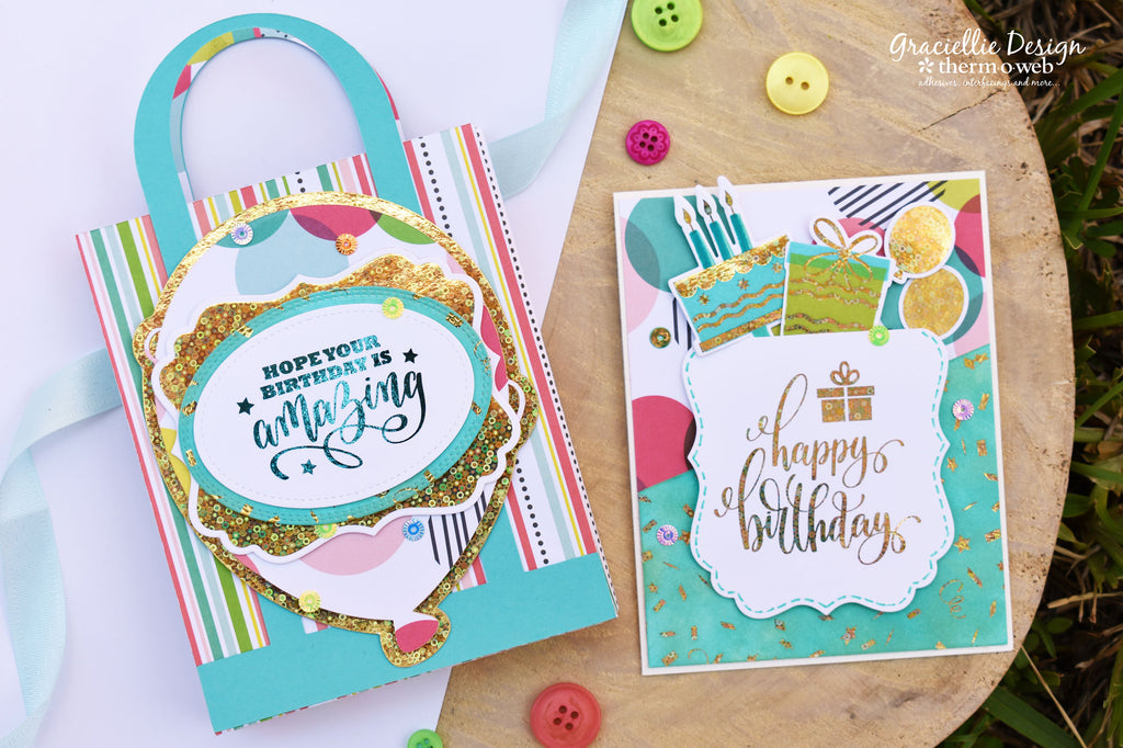 Birthday Pocket Card and Mini Gift Bag with New Gina K. Designs Foil-Mates