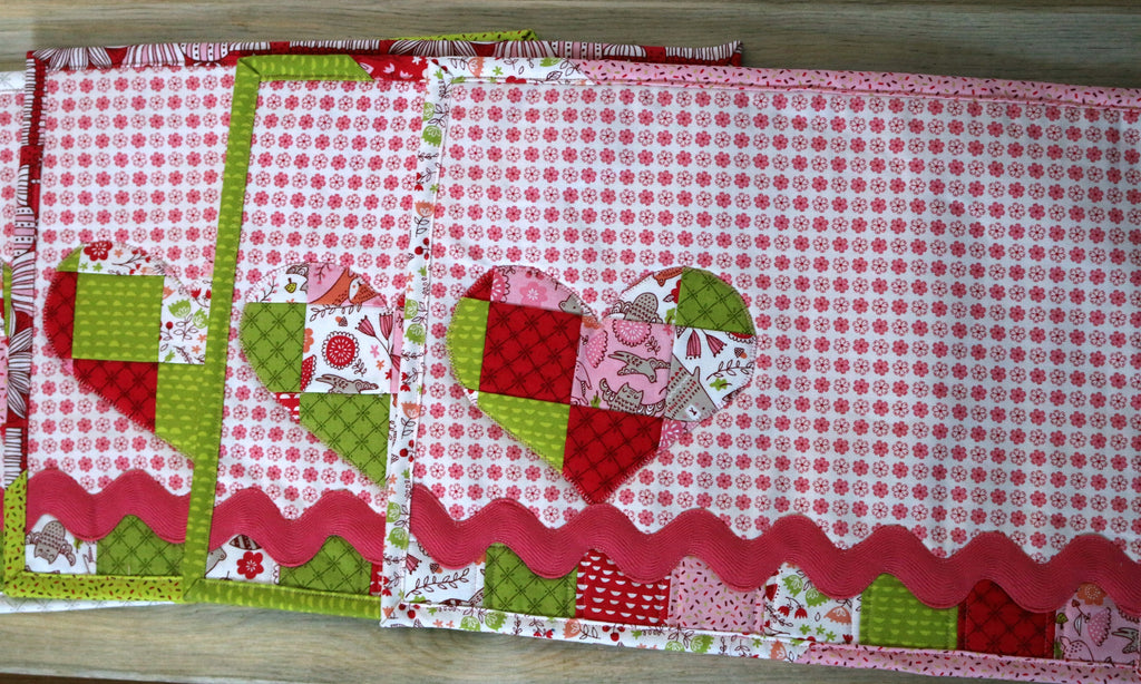 Patchwork Heart Placemats with Fusible Fleece