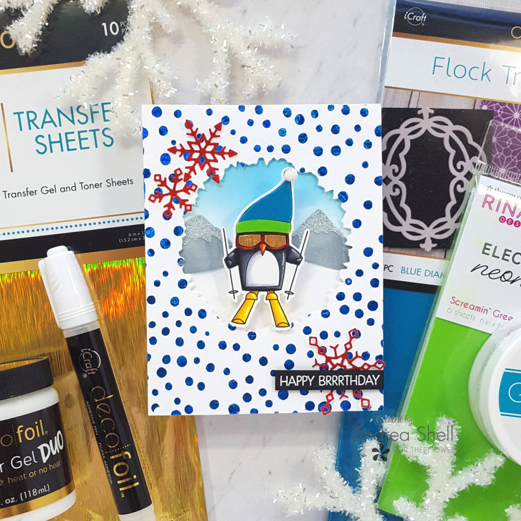 Winter Birthday Card: How to Add Foil and Flock without a Laminator
