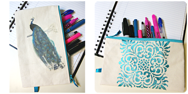 Pretty as a Peacock HeatnBond EZ Print Pencil Pouch