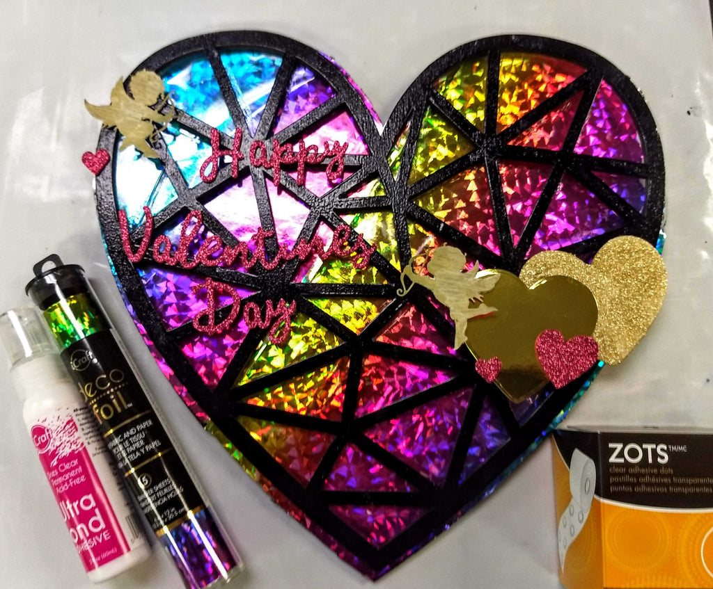 Stained Glass Cupid Heart Decor