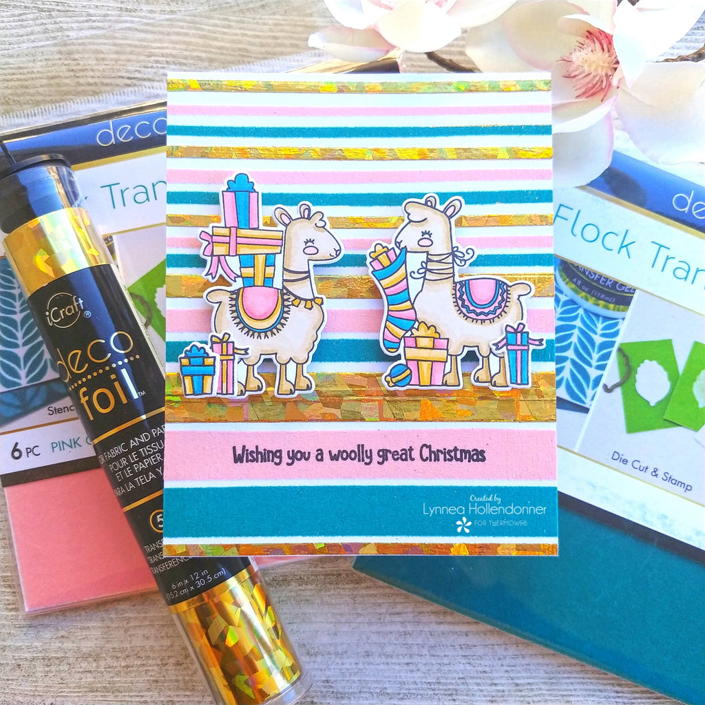 Woolly Llama Christmas Card with Pink and Main and Deco Foil