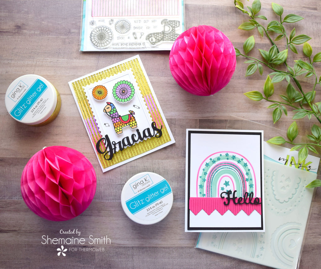 Festive Glitz Stenciled Cards with Miss INK - Collab Week