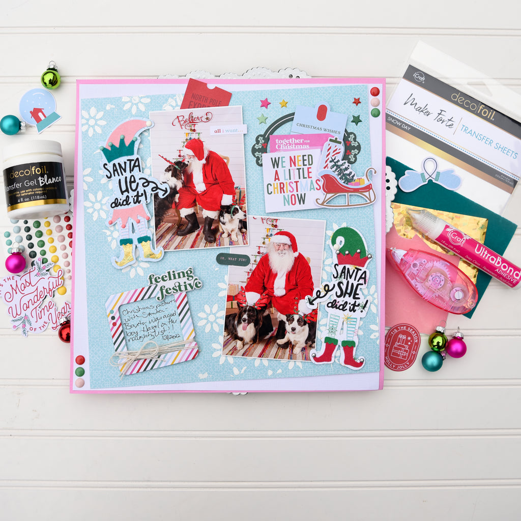 Flocked Elves - Santa She Did It, Santa He Did It Scrapbook Page