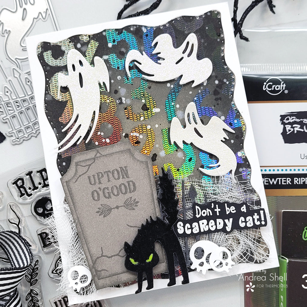 Scaredy Cat Halloween Card with Brutus Monroe Toner Mixables and Foil
