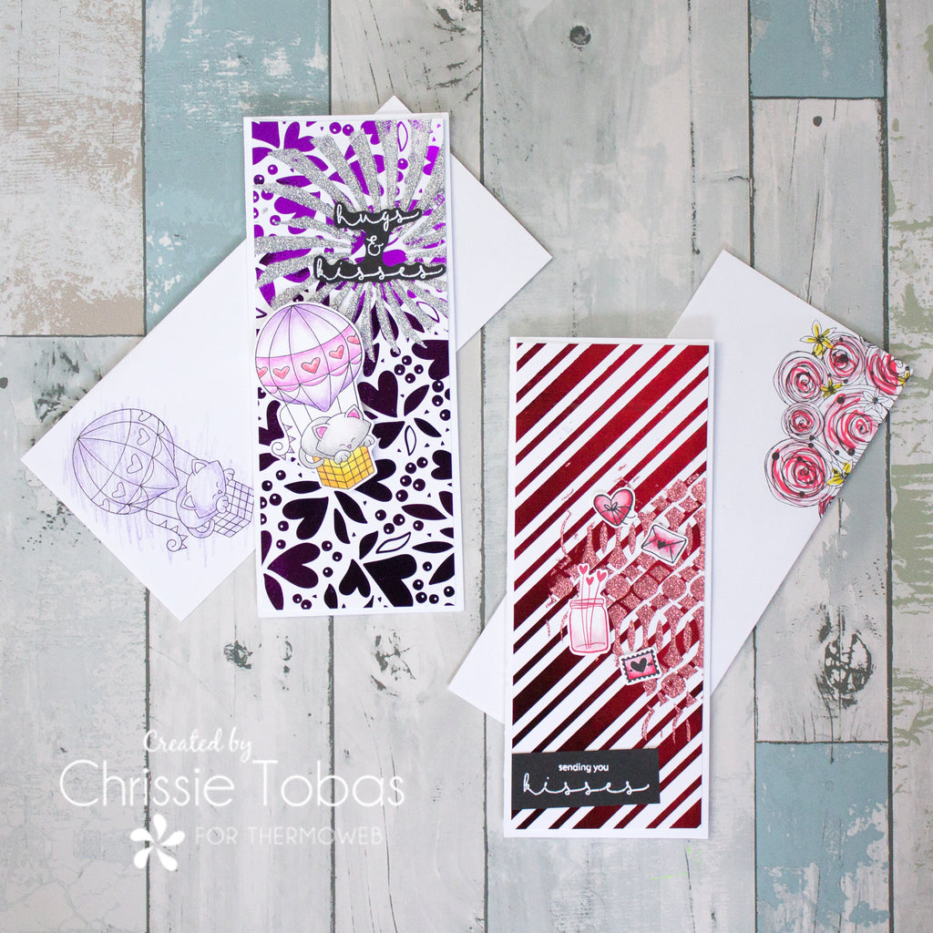Adding Glitz to Slimline Toner Valentine Card Fronts with Deco Foil!