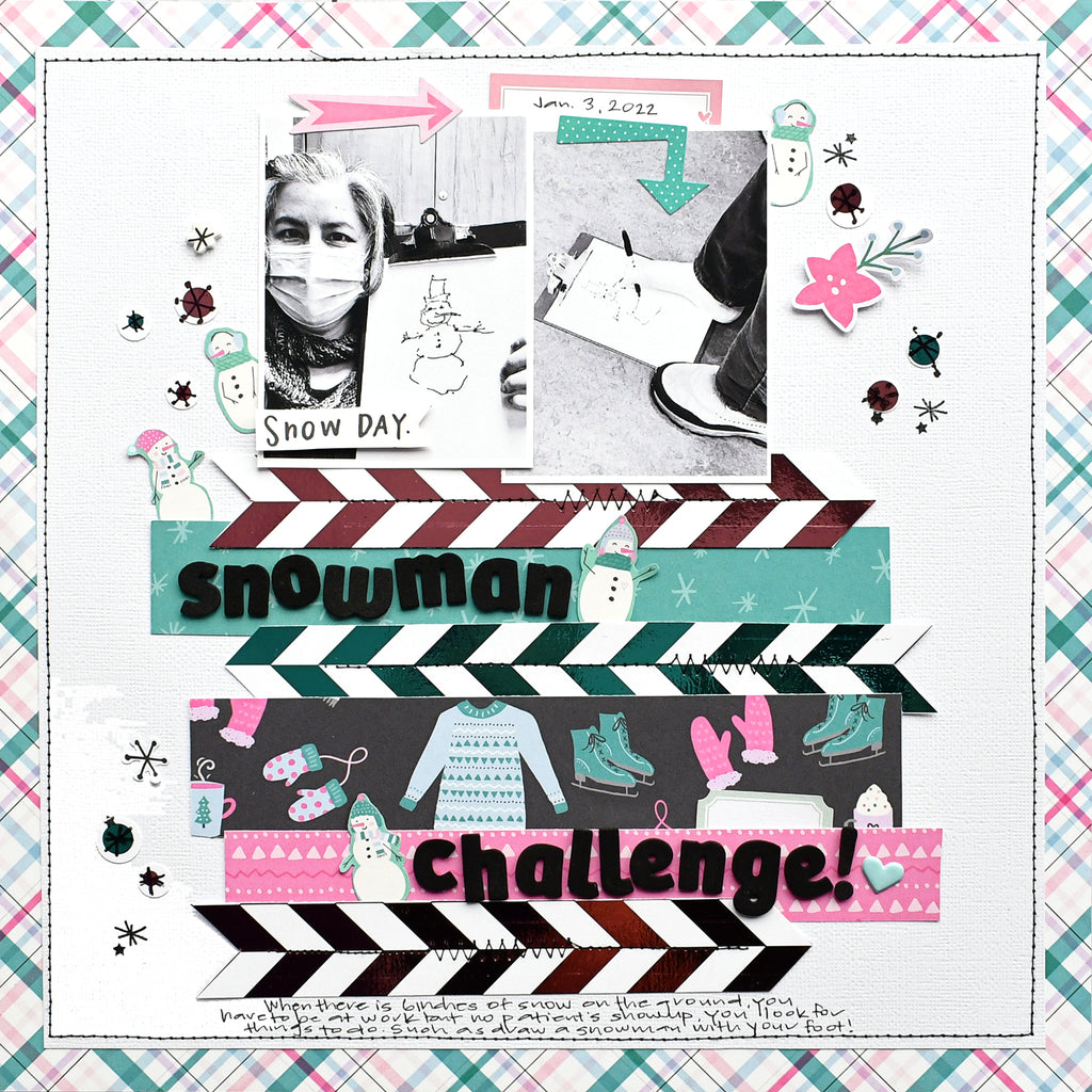 Snowman Challenge Layout with Deco Foil Toner Sheets and Fancy Foils