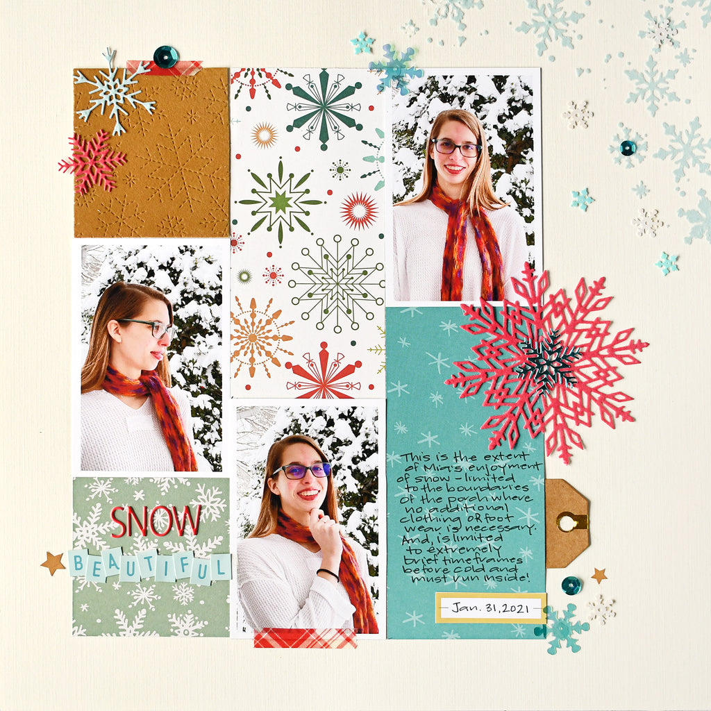 3 Ways to Use Deco Foil Flock for a Snowy Scrapbook Layout