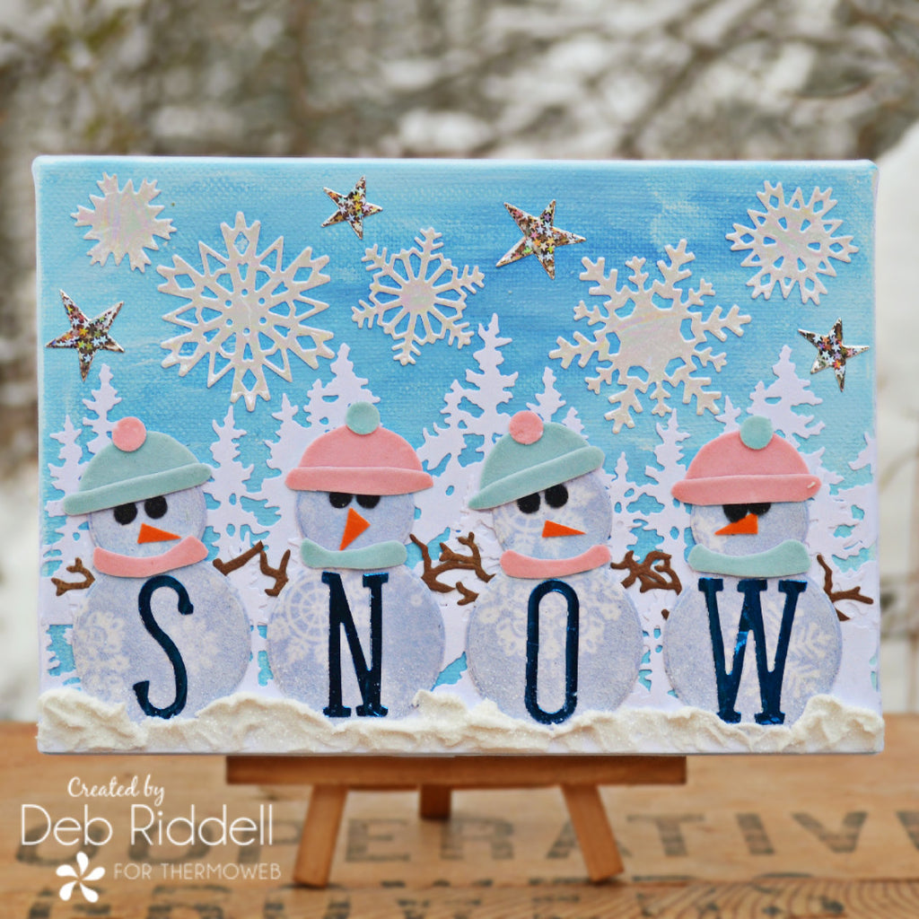 Snowy Snowmen Canvas With Deco Foil Flock And Foil