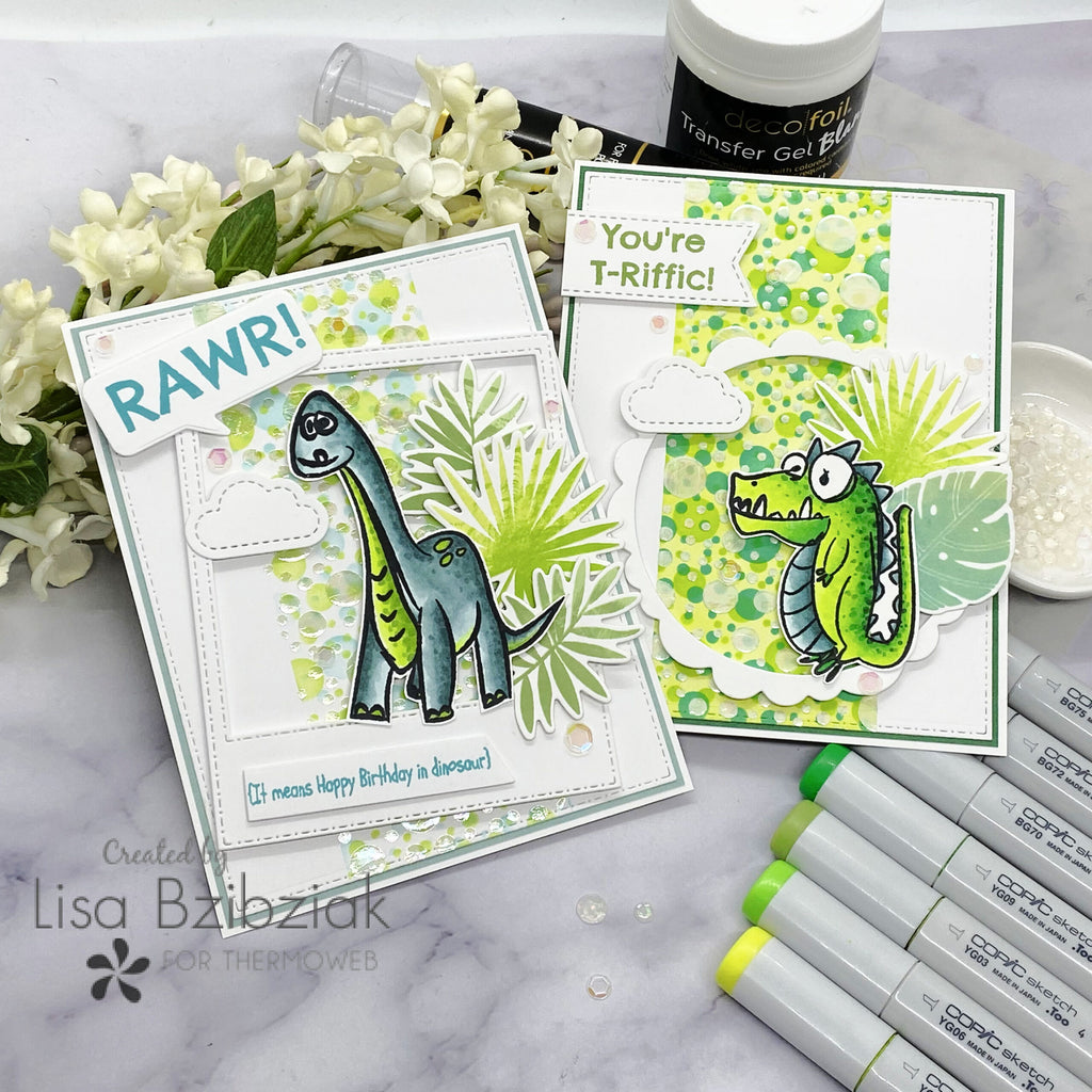 T-Riffic Dinos and a Bokeh Background with Opal Deco Foil
