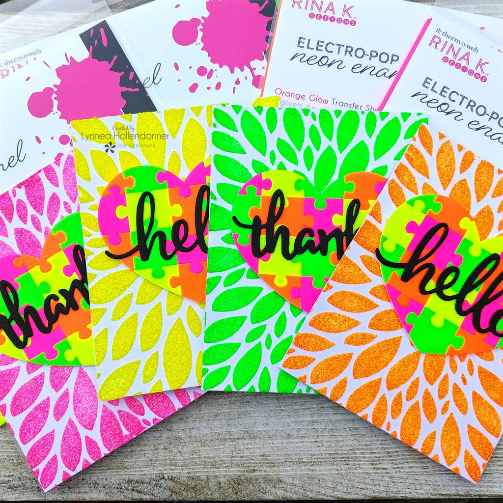 Rina K. Designs Electro-Pop Cards with NEON Glitz and Enamels